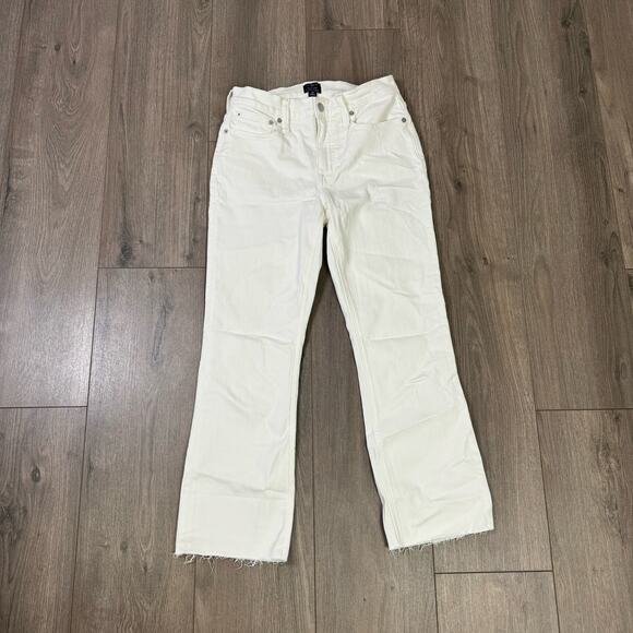 J Crew Mid Rise Flare Crop Cut Hem Signature Stretch Jeans US Women's 26 New - Picture 3 of 8